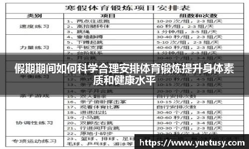 假期期间如何科学合理安排体育锻炼提升身体素质和健康水平